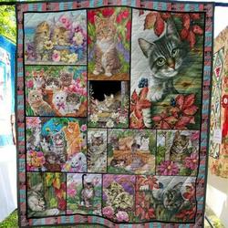 Cat In The Autumn Quilt Blanket  Quilt