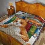 cat read book 3d customized quilt d2314312