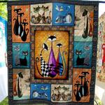 cat vase chessboard pattern quilt blanket quilt d2323185