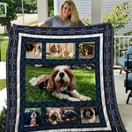 cavalier king charles laying on the green grass quilt blanket great customized blanket gifts for