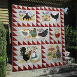 chickens in garden pk240513 quilt blanket d2356922