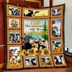 cow live like someone left the gate open quilt blanket d2381393