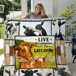 cow live like someone left the gate open quilt blanket great customized blanket gifts for birthday