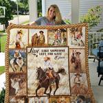 cowgirl live like someone left the gate open quilt blanket great customized blanket gifts for