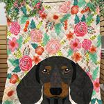 custom blanket dachshund dog flowers blanket quilt blanket d2352839