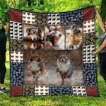 cute australian shepherd pets dog run on the water quilt blanket great customized blanket gifts for
