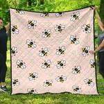 cute bee flower pattern pink background dhcdhc dt1910 quilt blanket d2316387