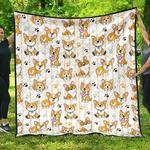 cute dog corgi striped background pattern dhcdhc dt1910 quilt blanket d2316898