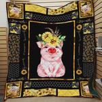 cute pink pig with sunflower on the head quilt blanket great customized blanket gifts for birthday