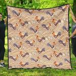 cute rooster chicken cock floral ornament background dhcdhc dt1910 quilt blanket d2316451