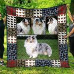 cute rough collie pets dog on the green grass quilt blanket great customized blanket gifts for