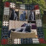 cute russian blue cat quilt blanket great customized gifts for birthday christmas thanksgiving
