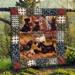 Cute Scottish Terrier Pets Dog Blanket TH1807 Quilt