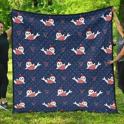 Cute Sea Lion Seal Christmas Hat Candy Cane Heart Pattern DHCDHC DT1910 Quilt Blanket