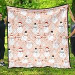 cute snowman christmas tree snowpink background dhcdhc dt1910 quilt blanket d2316404