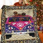 dachshunds hippie dachshund doxie wiener dog lovers cl291220250mi quilt blanket d2315750