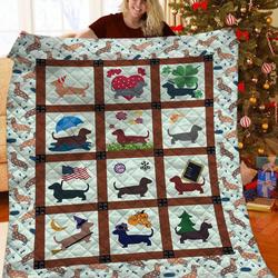Dachshunds Holiday Dachshund Doxie Wiener Dog Lovers CL291220282MI Quilt Blanket