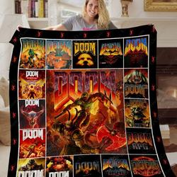 Doom Game Quilt Blanket Gift Birthday Christmas For Fans Doom Eternal Union
