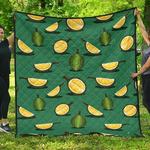 durian pattern green background dhcdhc dt1910 quilt blanket d2317133