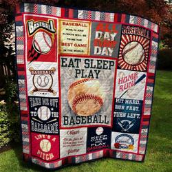 Eat Sleep Play Baseball Quilt Blanket Great Customized Blanket Gifts For Birthday Christmas Thanksgiving
