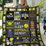 eat sleep softball repeat quilt blanket great customized blanket gifts for birthday christmas