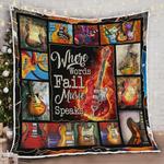electric guitar where words fail music speaks quilt blanket great customized blanket gifts for