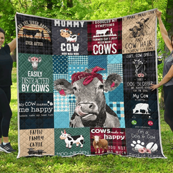 Farm Animal Cow Pattern Quilt Jkp