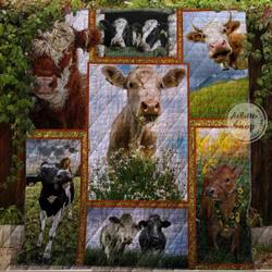 Farm Lovely Cows In The Field Blanket Th1707 Quilt