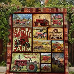 Farmer Red Tractor Quilt Fvk