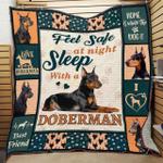 feel safe at night sleep with a doberman pinscher quilt blanket great customized blanket gifts for