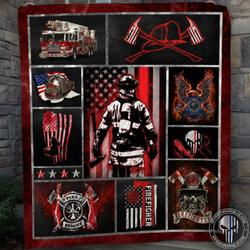Firefighter Art Images Frames Blanket  Quilt