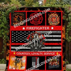 Firefighter Courtesy Loyalty Service Quilt Blanket Th1707