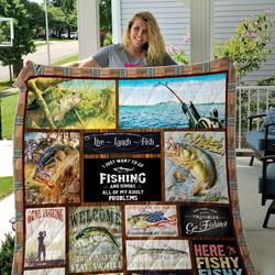 Fishing Drop A Line Stay Awhile Quilt Blanket Great Customized Gifts For Birthday Christmas Thanksgiving Perfect Gifts For Fishing Lover