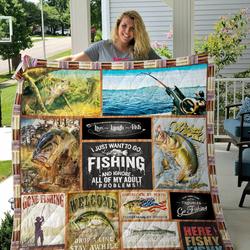 Fishing Live Laugh Fish Quilt Blanket Great Customized Gifts For Birthday Christmas Thanksgiving Perfect Gifts For Fishing Lover