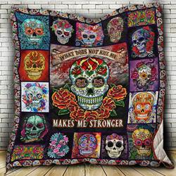 Flower Skull Cl18100284Mdq Quilt Blanket