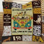 german shepherd hippie on a dark desert highway cool wind in my hair quilt blanket great customized