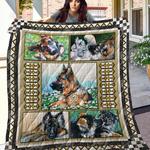 german shepherd on the flower field quilt blanket great customized blanket gifts for birthday