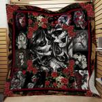 girl skull red rose quilt blanket abc07113937 d2317418