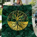 golden tree of life yggdrasil on malachite like 3d personalized customized quilt blanket 1109