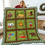 green camping square pattern 3d customized quilt d2315047