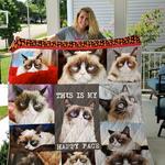 grumpy cat this is my happy face quilt blanket great customized gifts for birthday christmas