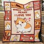 guinea pig wheek wheek means i love you quilt blanket great customized blanket gifts for birthday