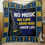 guitar no music no life know music know life quilt blanket great customized blanket gifts for