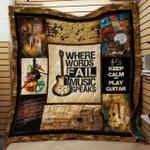 guitar where words fail music speaks quilt blanket great customized gifts for birthday christmas