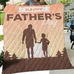 happy fathers day with dad and son on sunset quilt blanket great customized blanket gifts for