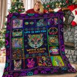hippie cat the sun 3d customized quilt d2315118