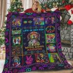 hippie dog life is better with dogs around quilt blanket great customized blanket gifts for