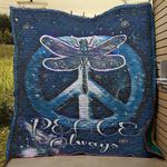 hippie dragonfly peace always sign quilt blanket d2319475