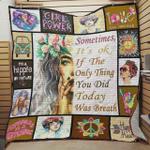 hippie girl the only thing you did today is breath quilt blanket great customized blanket gifts for