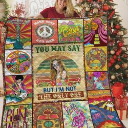 Hippie Make Love Not War Quilt Blanket Great Customized Blanket Gifts For Birthday Christmas Thanksgiving